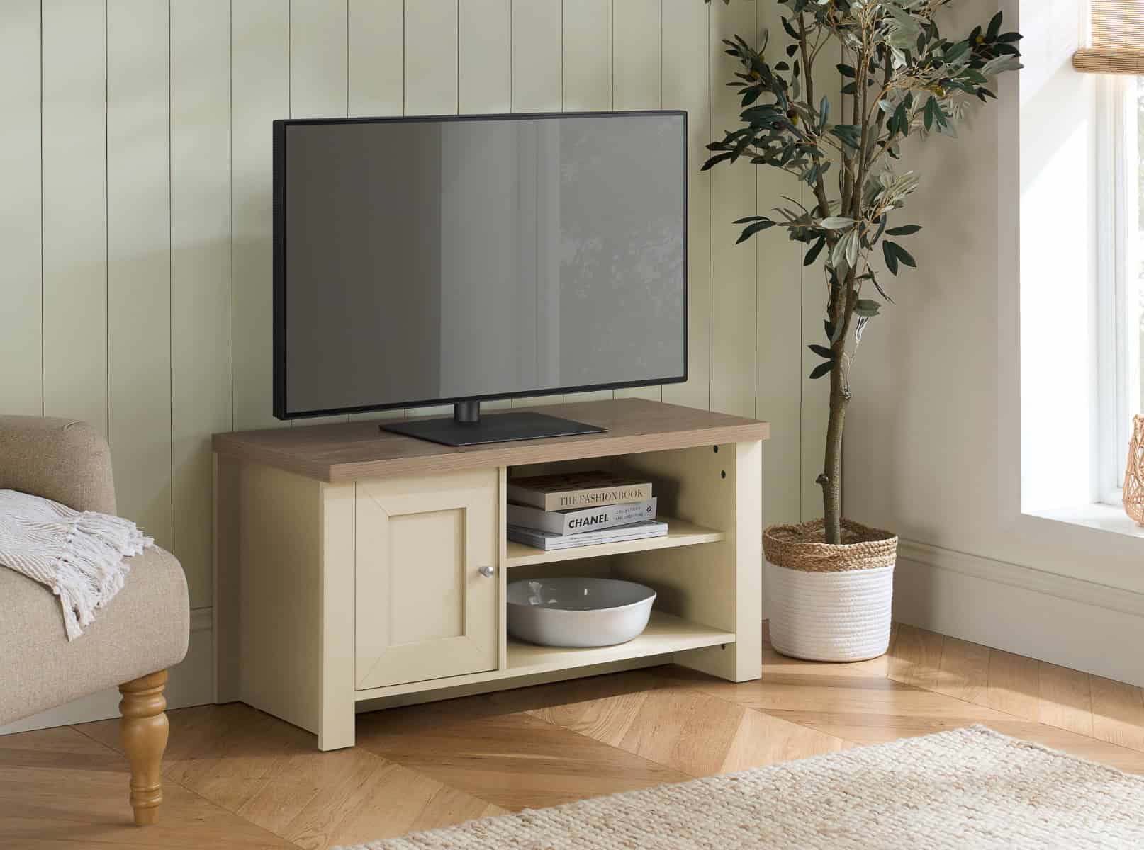 Highgate Small TV Unit - Cream & Oak | Buy Online | Beds.ie