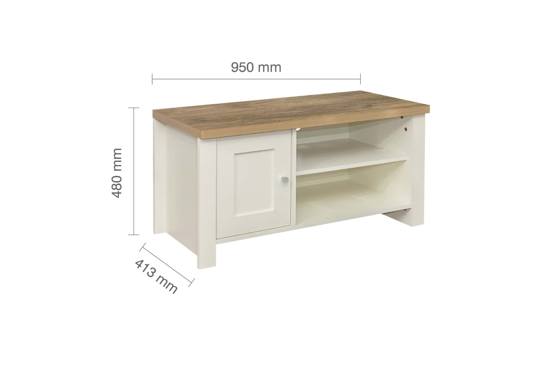 Highgate Small TV Unit - Cream & Oak - Image 8