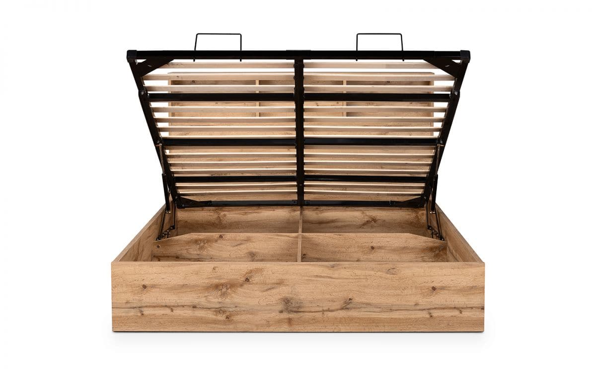 Batu 5ft Bookcase Headboard Ottoman Bed - Light Oak - Image 8