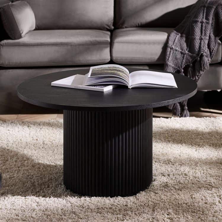 Louanne Fluted Round Coffee Table - Black | Buy Online | Beds.ie