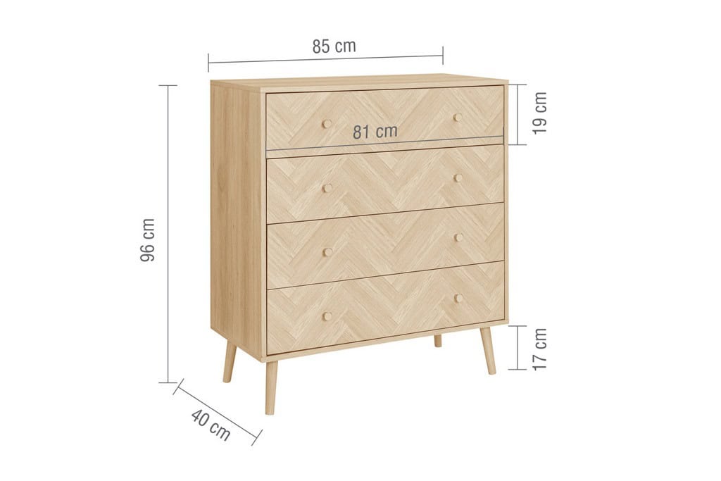 Herringford 4 Drawer Chest - Oak - Image 10