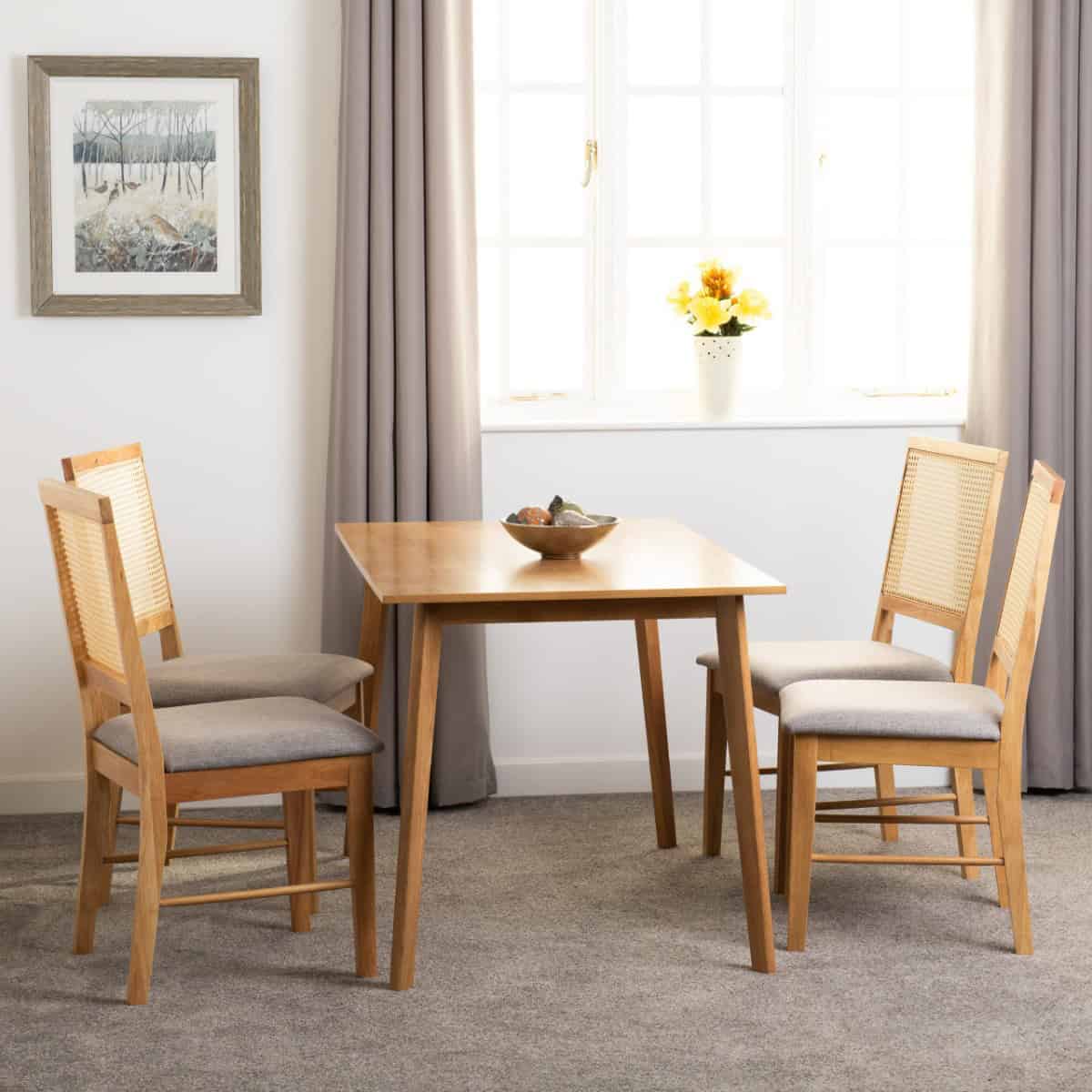 Austin & Ellis 1+4 Dining Set - Oak Effect and Grey Fabric | Buy Online | Beds.ie