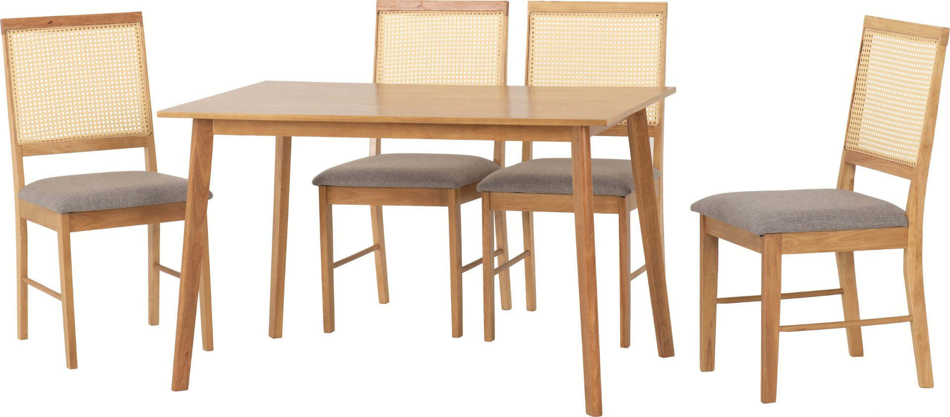 Austin & Ellis 1+4 Dining Set - Oak Effect and Grey Fabric - Image 2