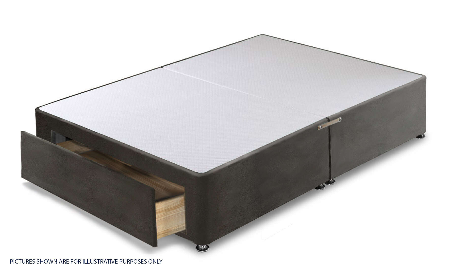 Apollo 4ft Velvet Dark Grey Jumbo Drawer Divan Base | Buy Online | Beds.ie