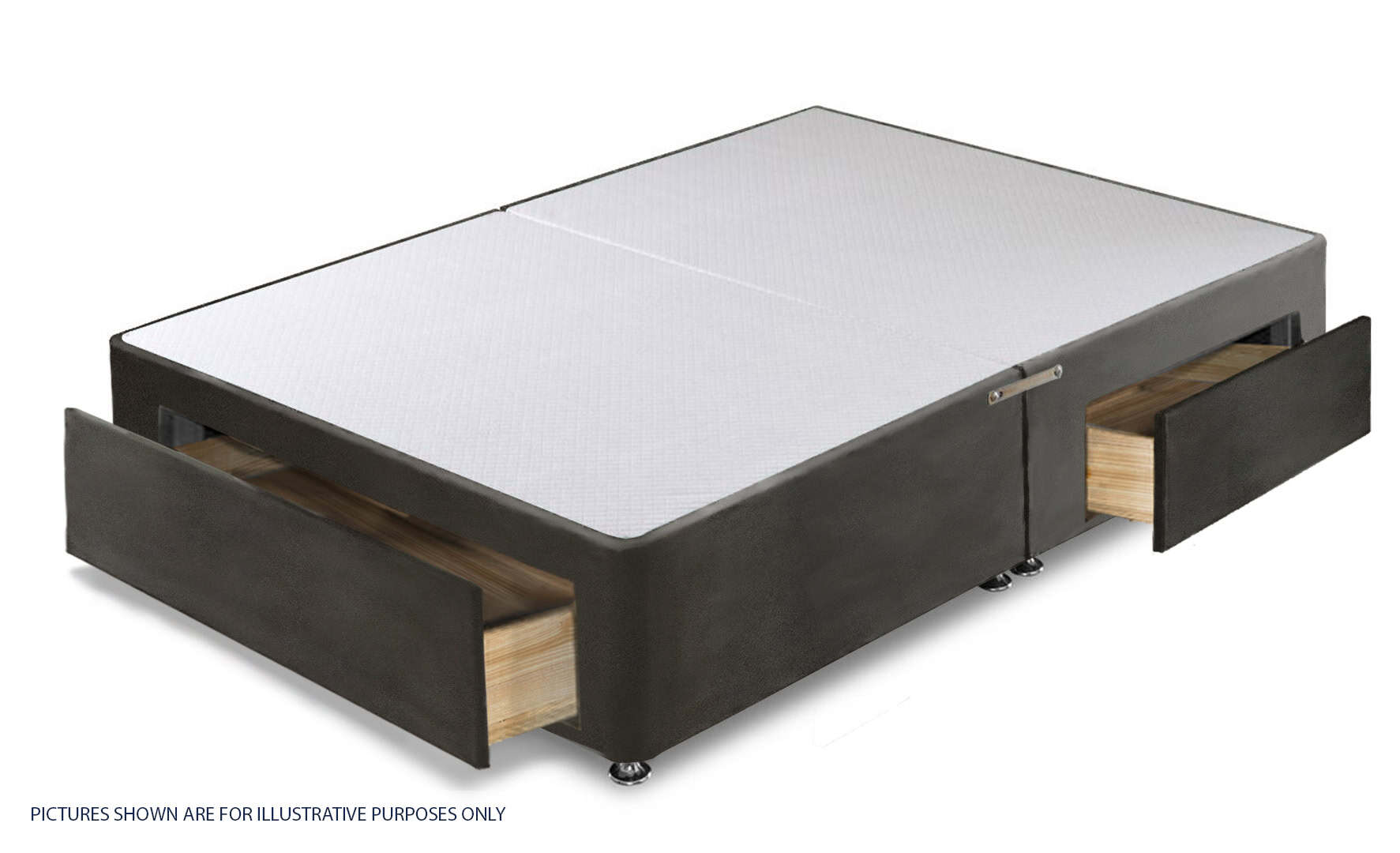 Apollo 4ft Velvet Dark Grey Jumbo Drawer Divan Base - Image 2
