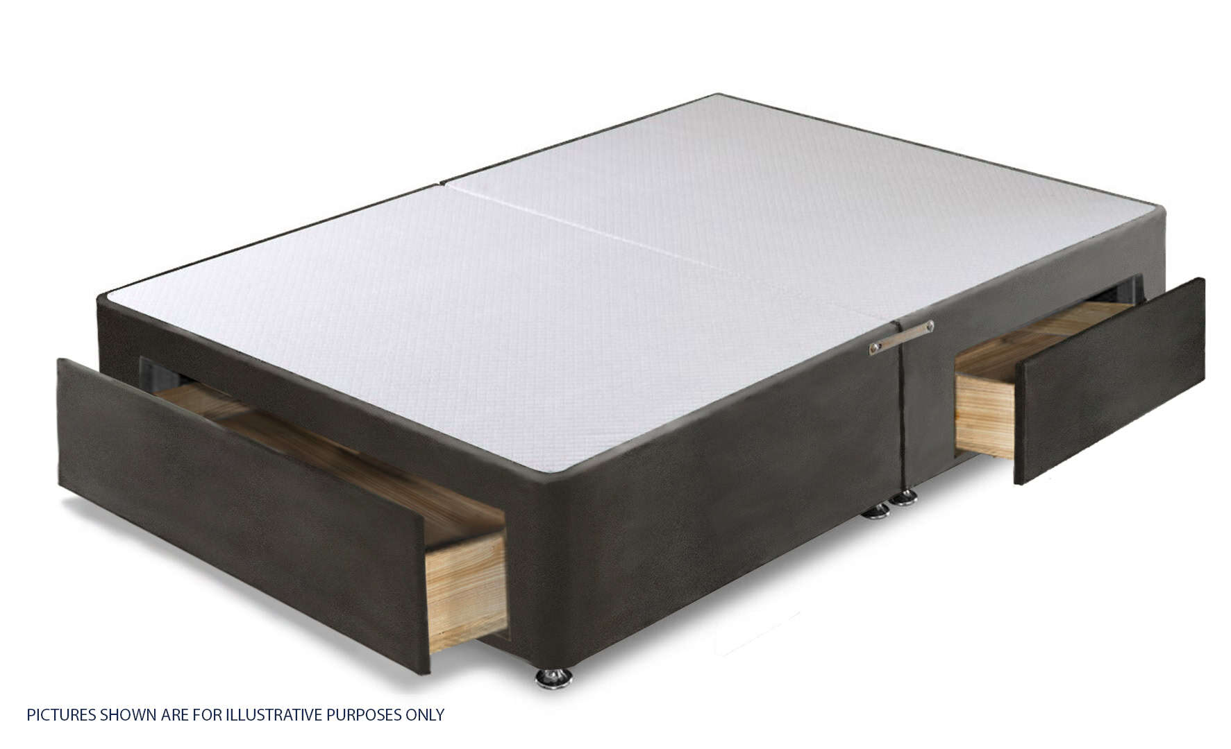 Apollo 5ft Velvet Dark Grey Jumbo Drawer Divan Base - Image 2
