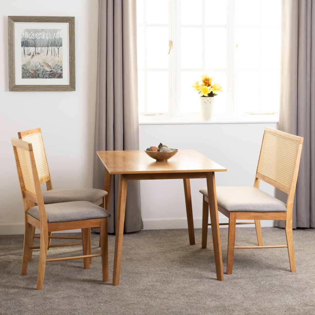 Austin & Ellis Bench and Chair Dining Set - Oak Effect and Grey Fabric | Buy Online | Beds.ie