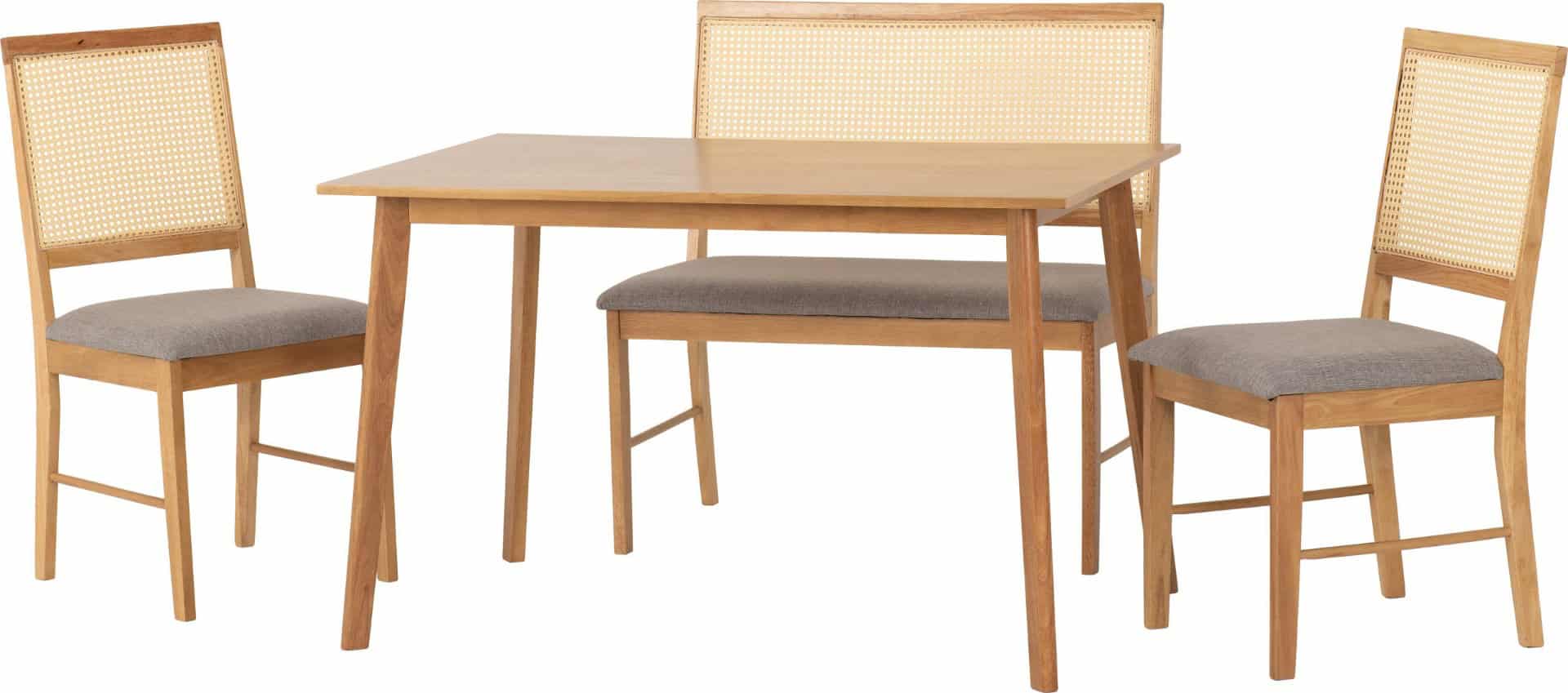 Austin & Ellis Bench and Chair Dining Set - Oak Effect and Grey Fabric - Image 2