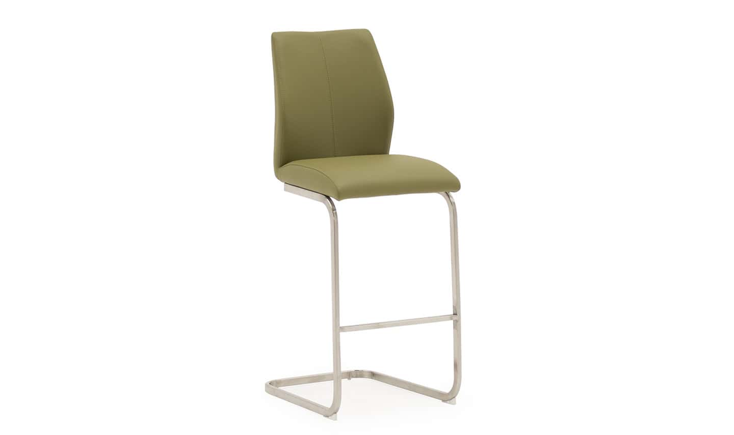 Irma Bar Chair (Pair) - Brushed Steel Olive | Buy Online | Beds.ie