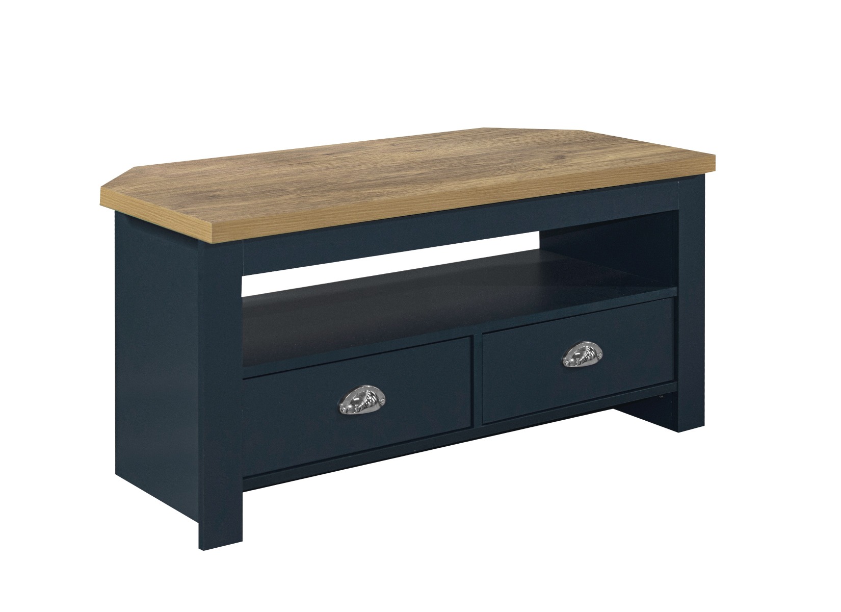 Highgate Corner TV Unit - Navy & Oak - Image 5