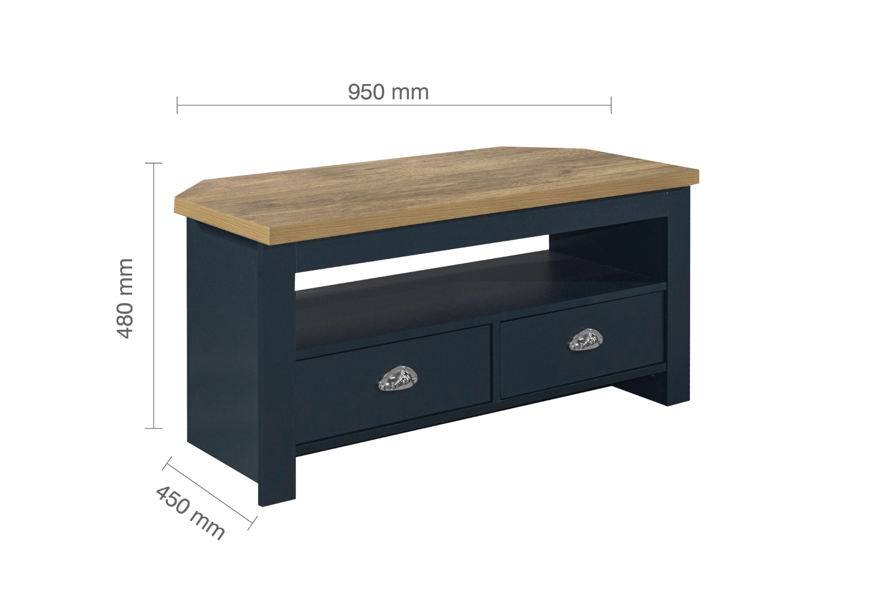 Highgate Corner TV Unit - Navy & Oak - Image 9