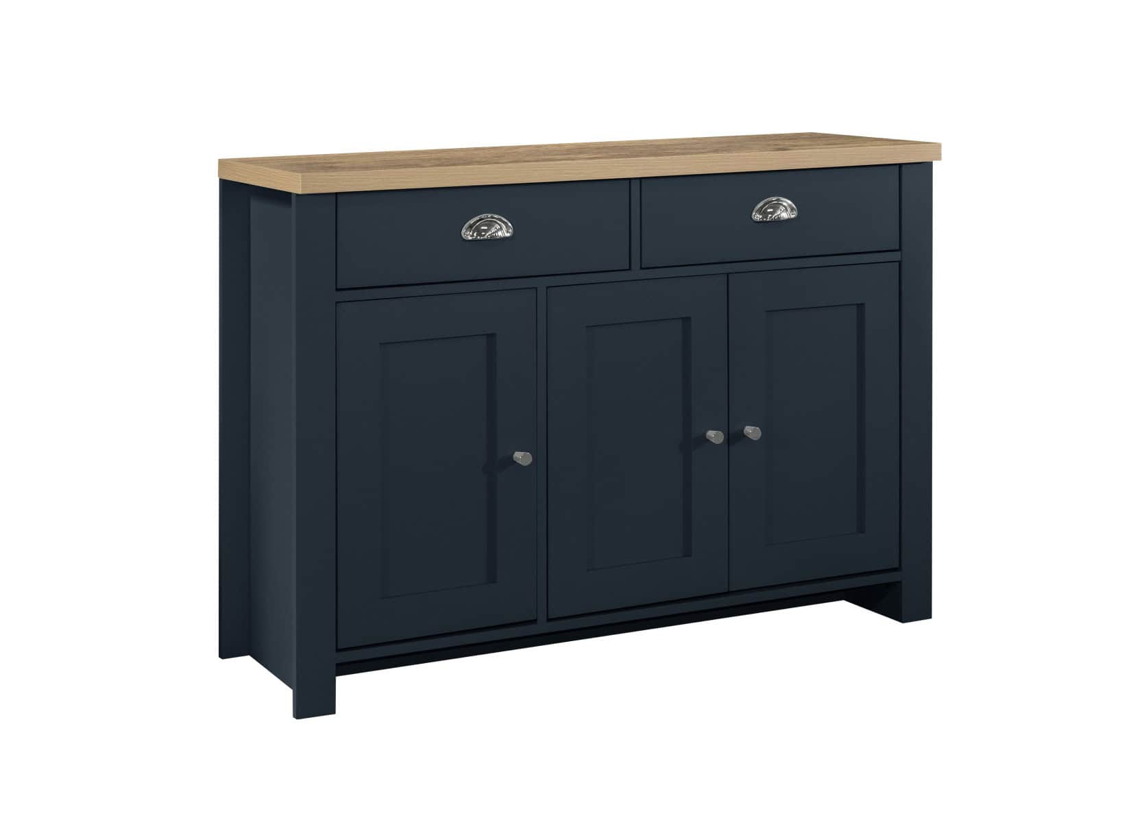 Highgate 3 Door 2 Drawer Sideboard - Navy & Oak - Image 2