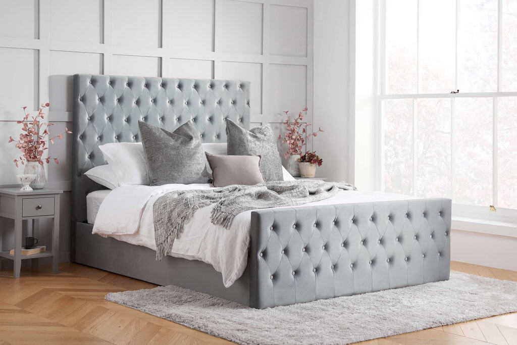 Marquis 4ft6 Ottoman - Grey Velvet - Image 2