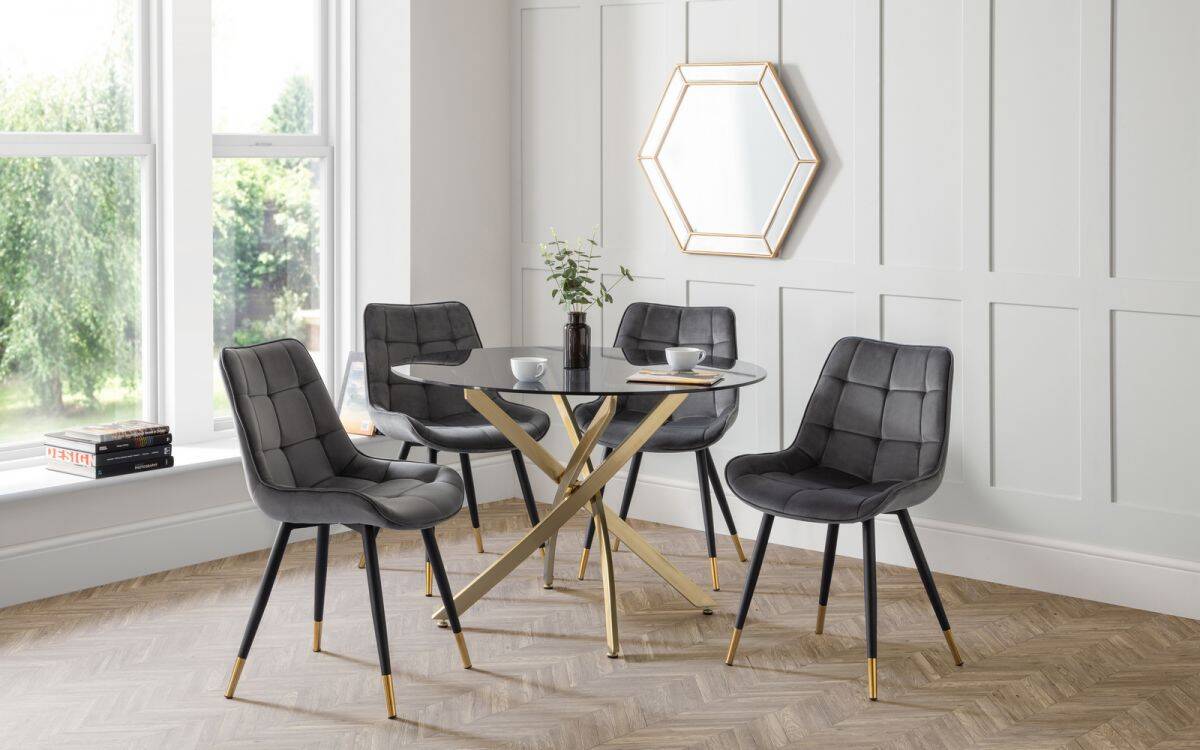 Nas Round Dining Table - Clear Glass | Buy Online | Beds.ie