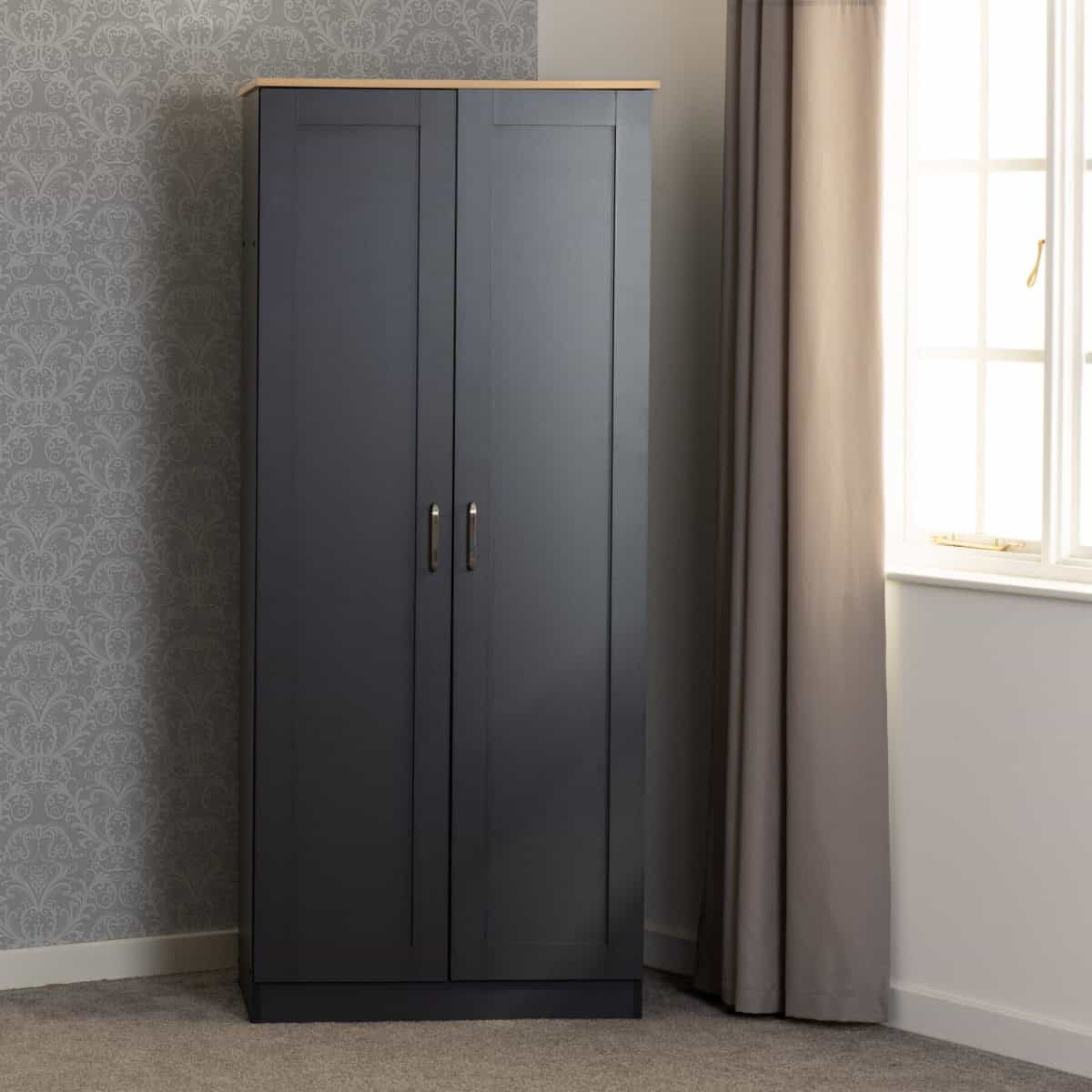 Portland 2 Door Wardrobe - Grey & Oak | Buy Online | Beds.ie