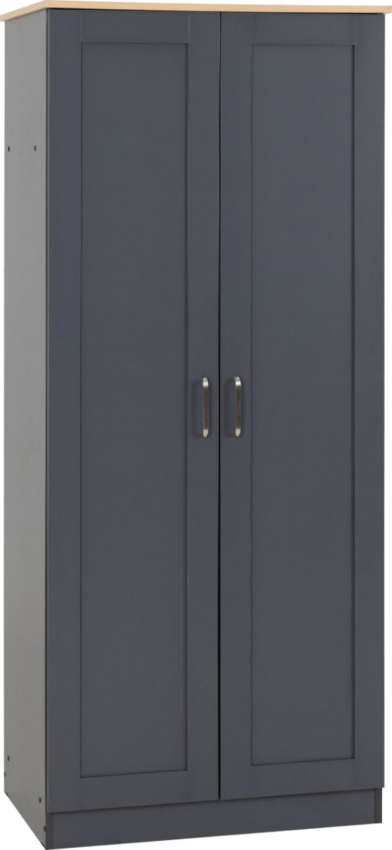 Portland 2 Door Wardrobe - Grey & Oak - Image 2