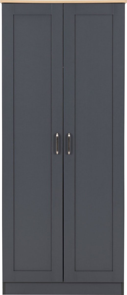 Portland 2 Door Wardrobe - Grey & Oak - Image 3