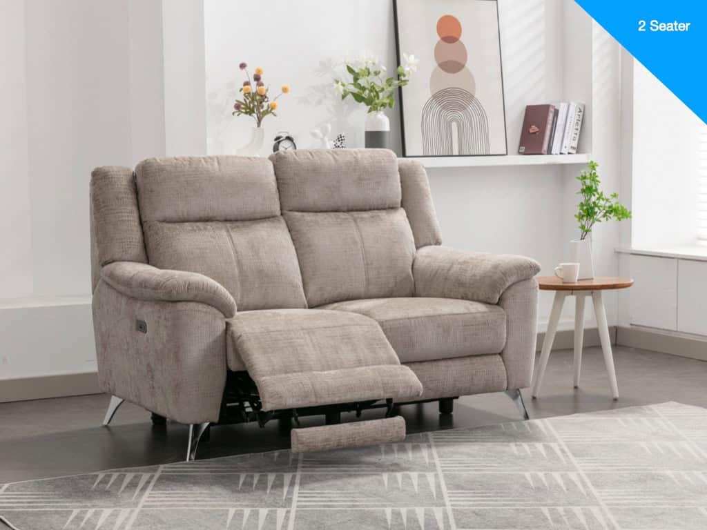 Monroe 2 Seater Electric Recliner - Fossil | Buy Online | Beds.ie