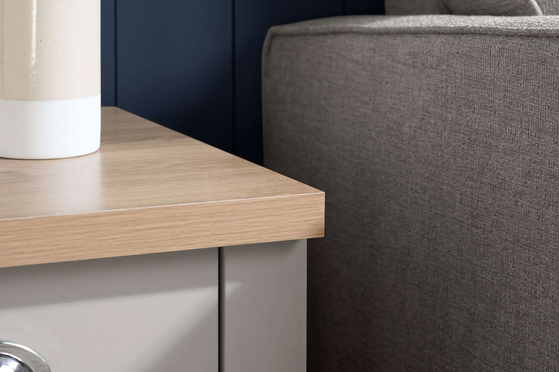 Highgate 1 Drawer Lamp Table - Grey & Oak - Image 3