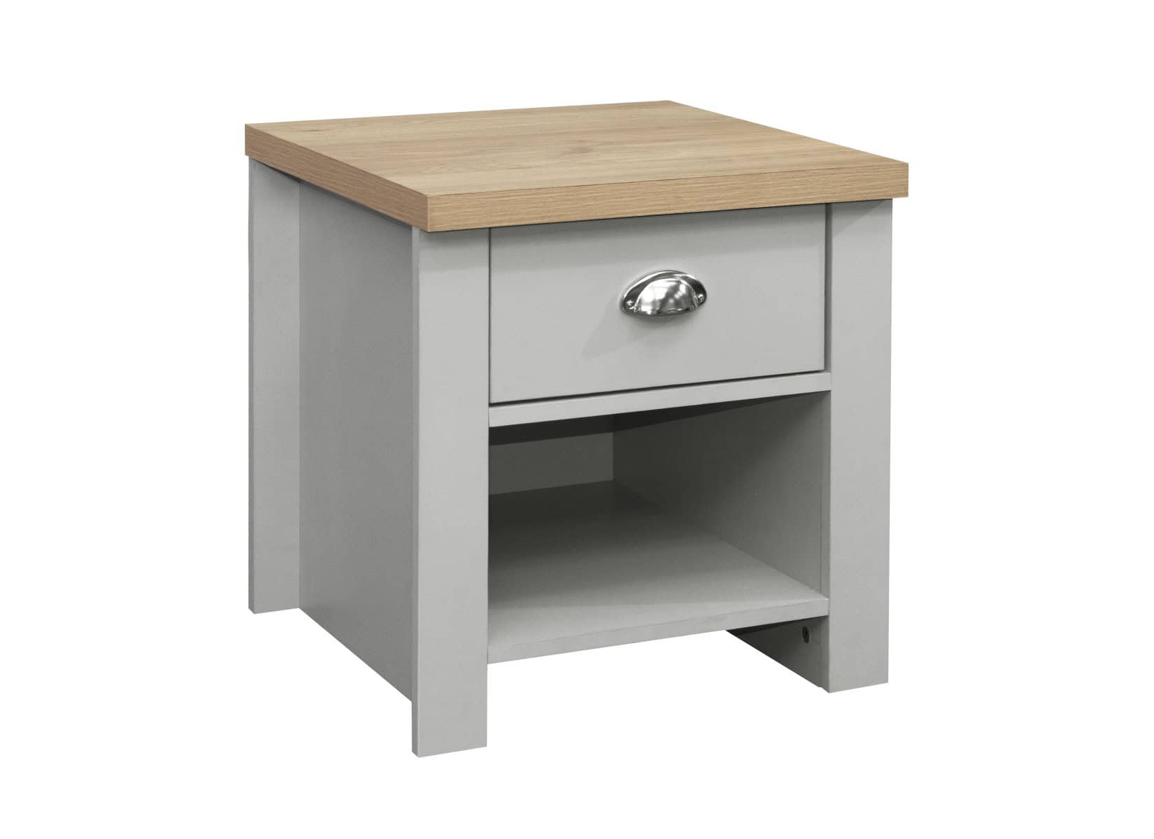 Highgate 1 Drawer Lamp Table - Grey & Oak - Image 6