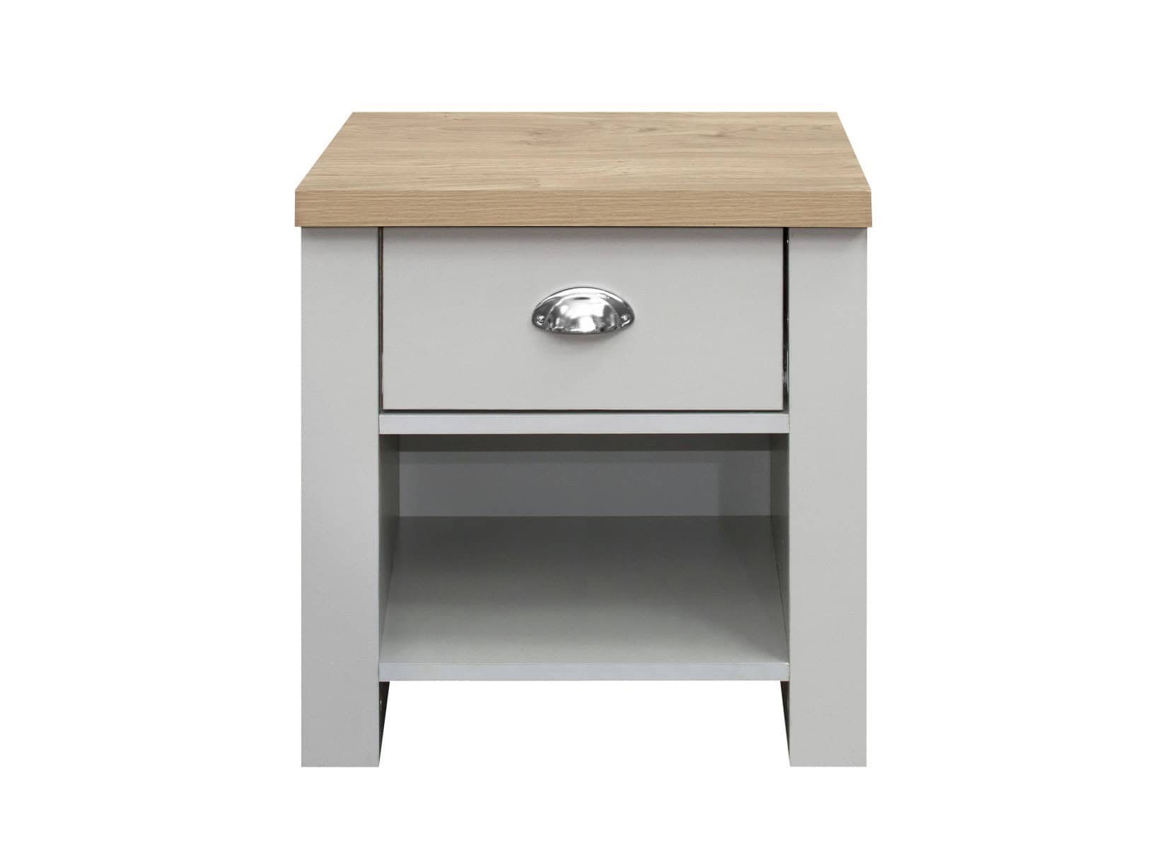 Highgate 1 Drawer Lamp Table - Grey & Oak - Image 7