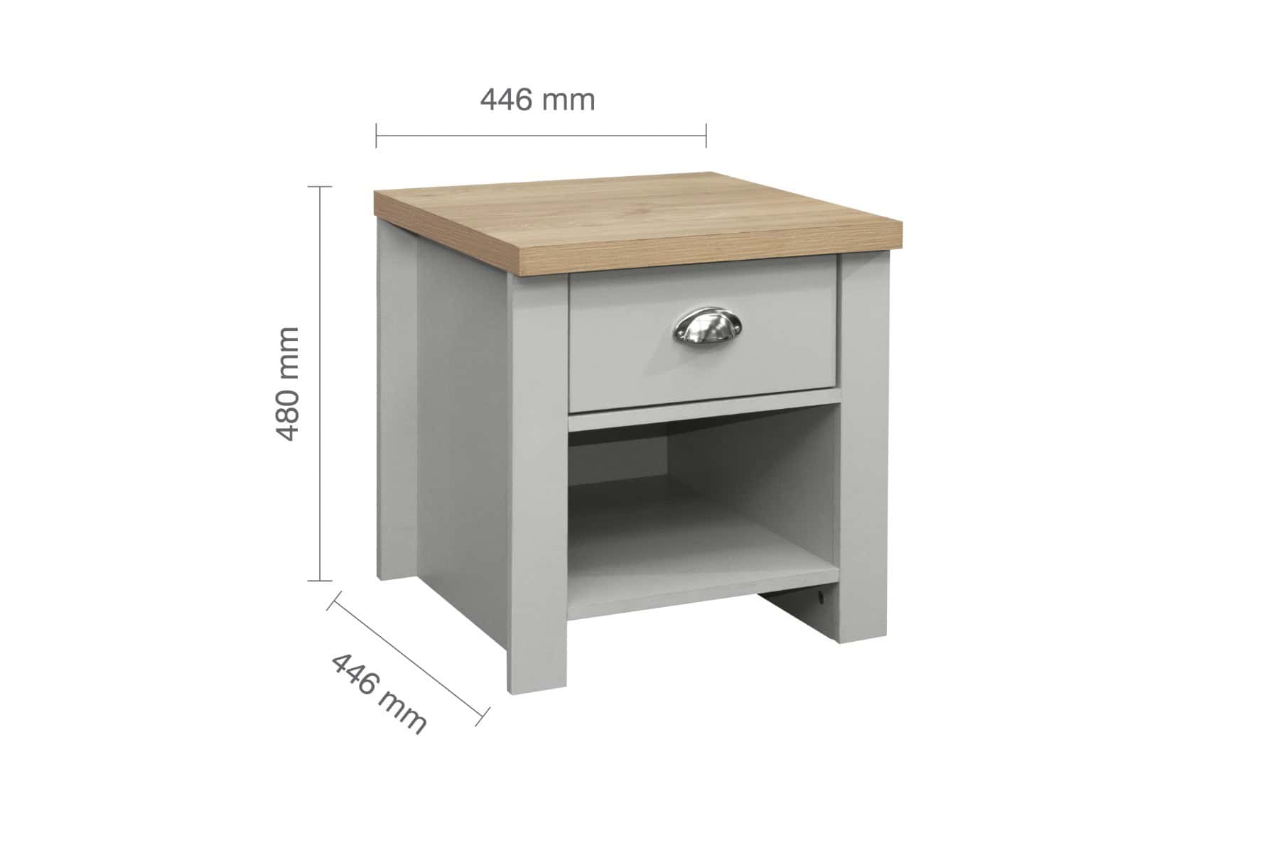 Highgate 1 Drawer Lamp Table - Grey & Oak - Image 10