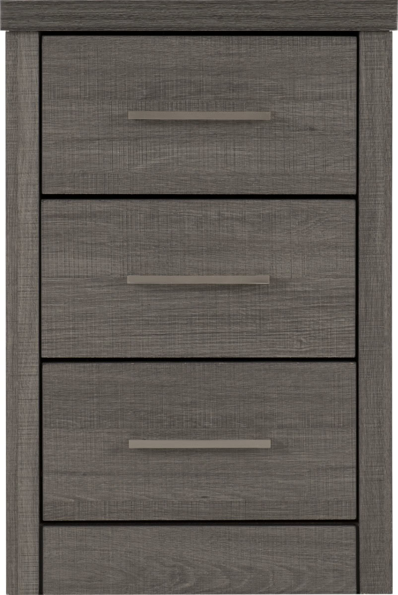 Lisbon 3 Drawer Bedside - Black Wood Grain - Image 5