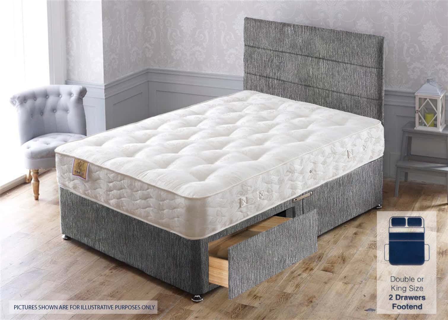 Apollo 4ft Super Ortho 2 Drawer Bed - House Grey | Buy Online | Beds.ie