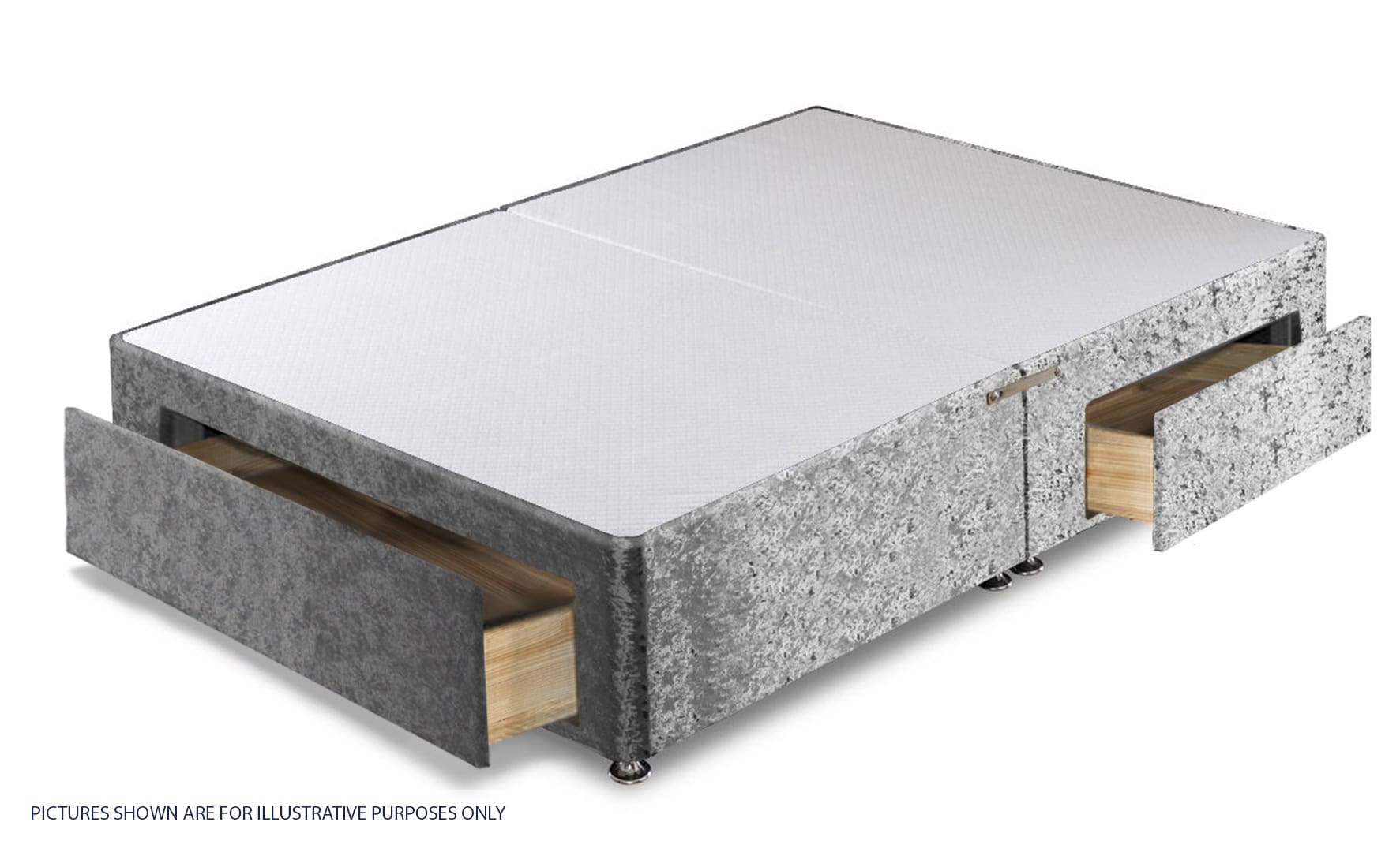 Apollo 4ft Glitz Silver Jumbo Drawer Divan Base - Image 2