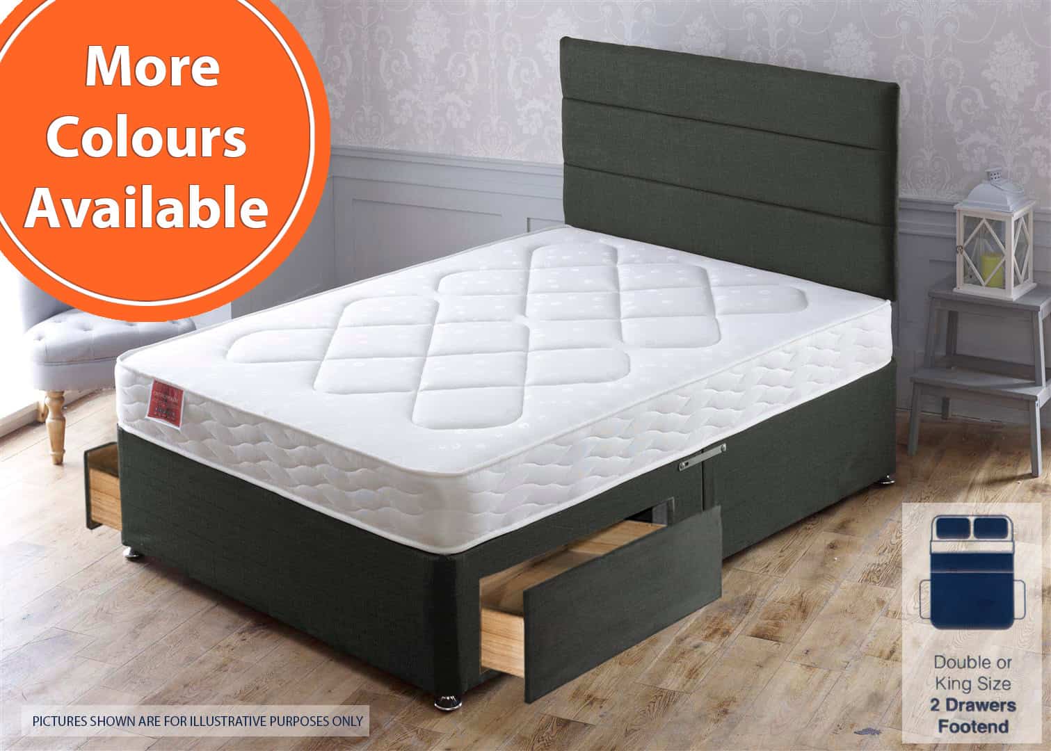 Apollo 6ft Damask 2 Drawer Bed | Buy Online | Beds.ie