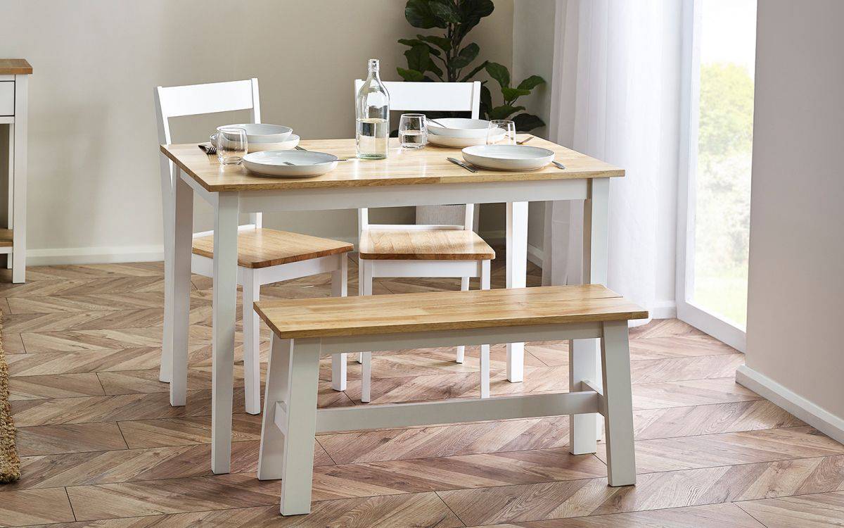 Linfield Small Dining Table - White & Natural | Buy Online | Beds.ie