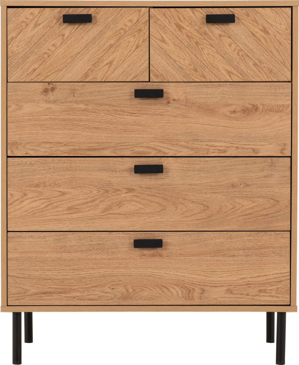 Leon 3+2 Drawer Chest - Medium Oak Effect - Image 2