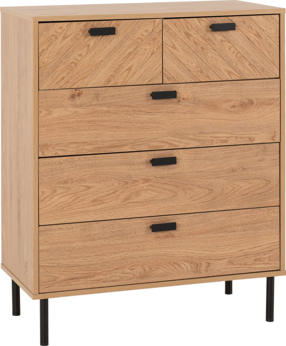 Leon 3+2 Drawer Chest - Medium Oak Effect - Image 3