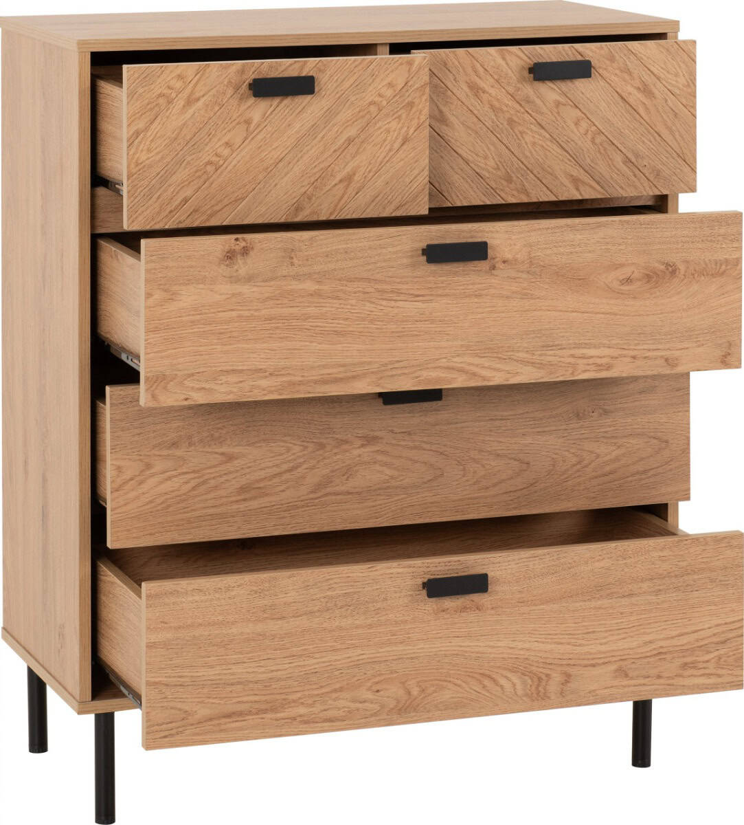 Leon 3+2 Drawer Chest - Medium Oak Effect - Image 4