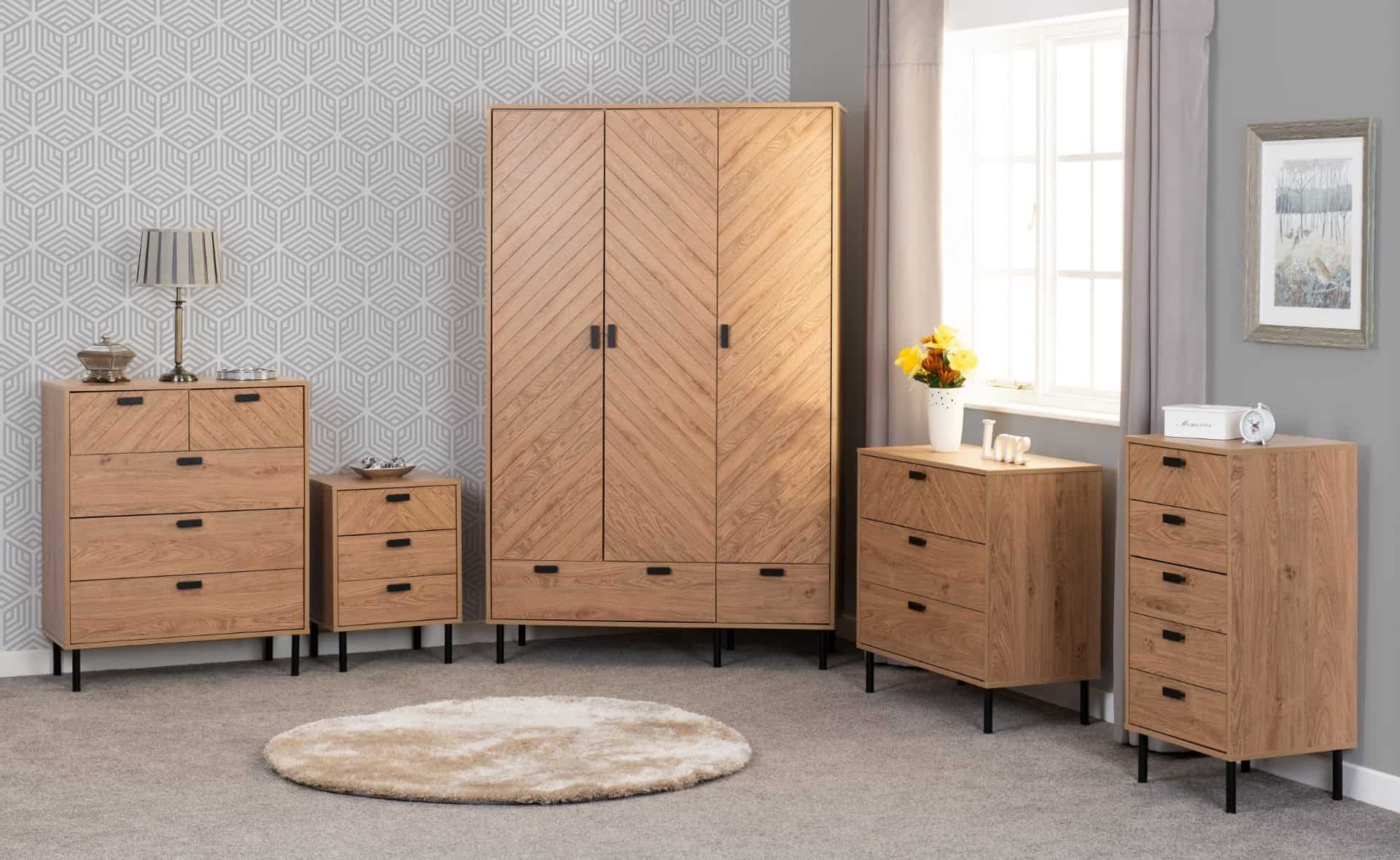 Leon 3+2 Drawer Chest - Medium Oak Effect - Image 8