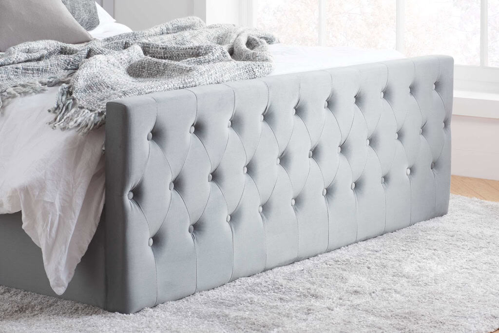 Marquis 5ft Ottoman - Grey Velvet - Image 5