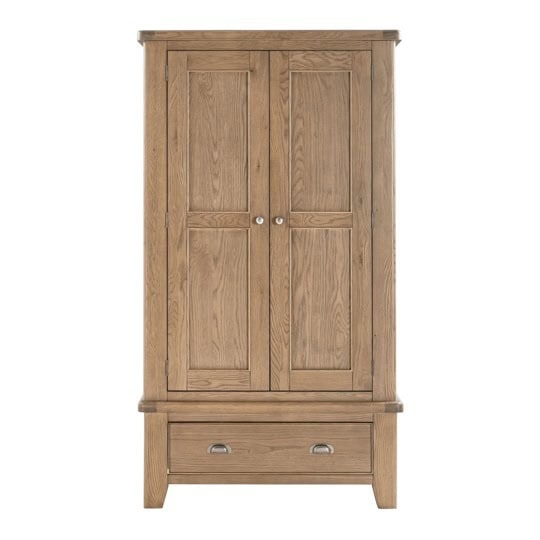 Chatsworth 2 Door 1 Drawer Wardrobe - Oak - Image 3