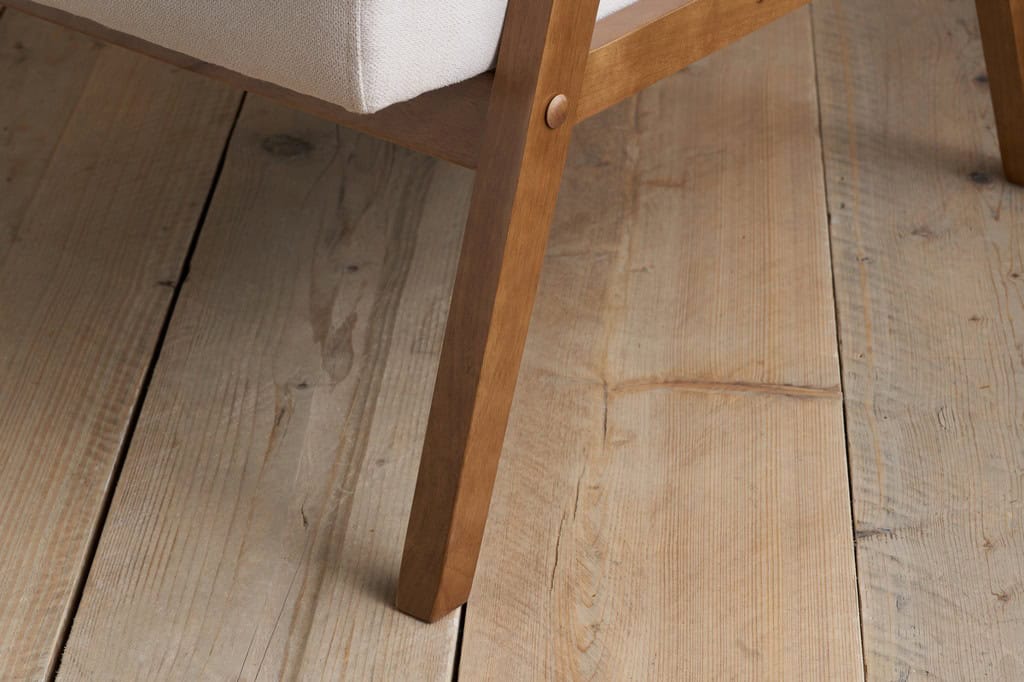 Ellwood Fabric Armchair - Cream & Oak - Image 6