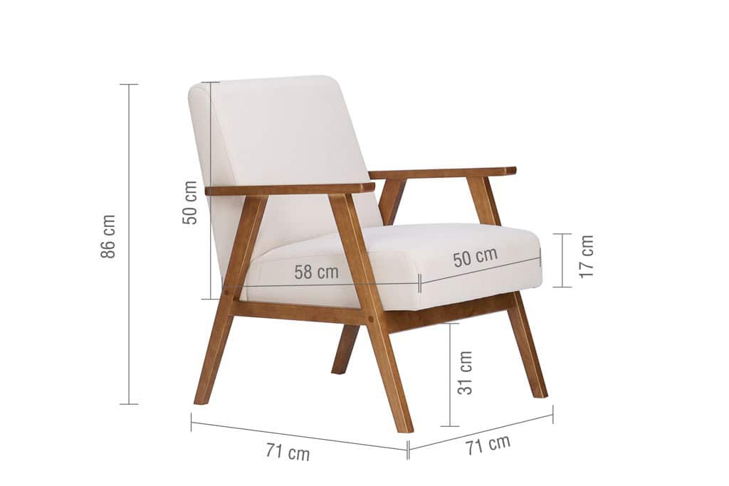 Ellwood Fabric Armchair - Cream & Oak - Image 11