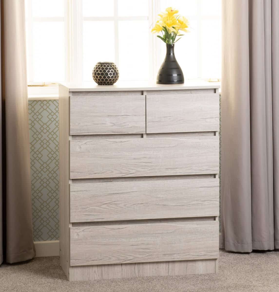 Malvern 2+3 Drawer Chest - Urban Snow - Image 4