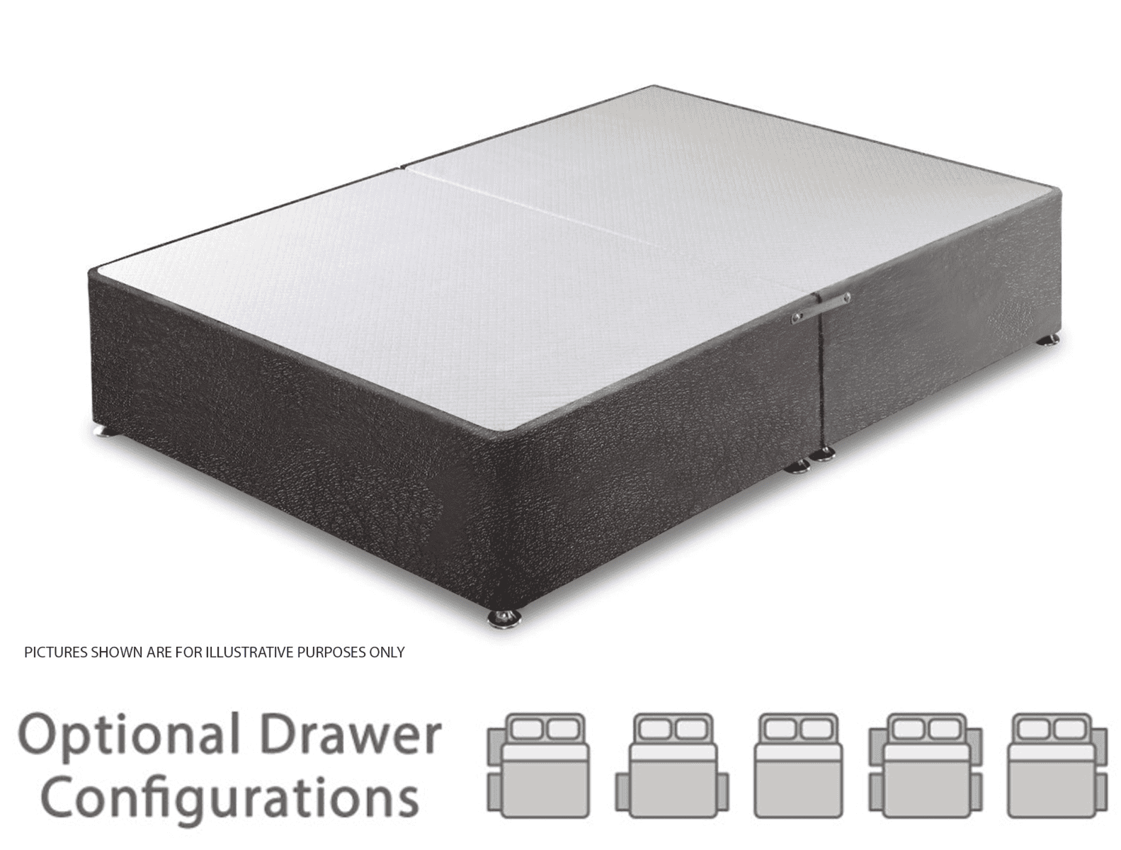 Granada 5ft Divan Base - Black Faux Leather - Image 2