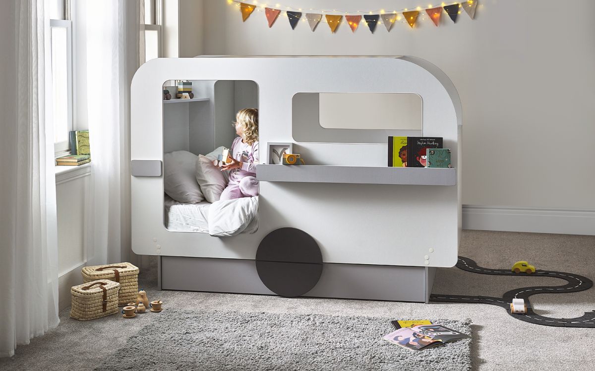 Tourpet Caravan Bed - Vapor Grey & White | Buy Online | Beds.ie