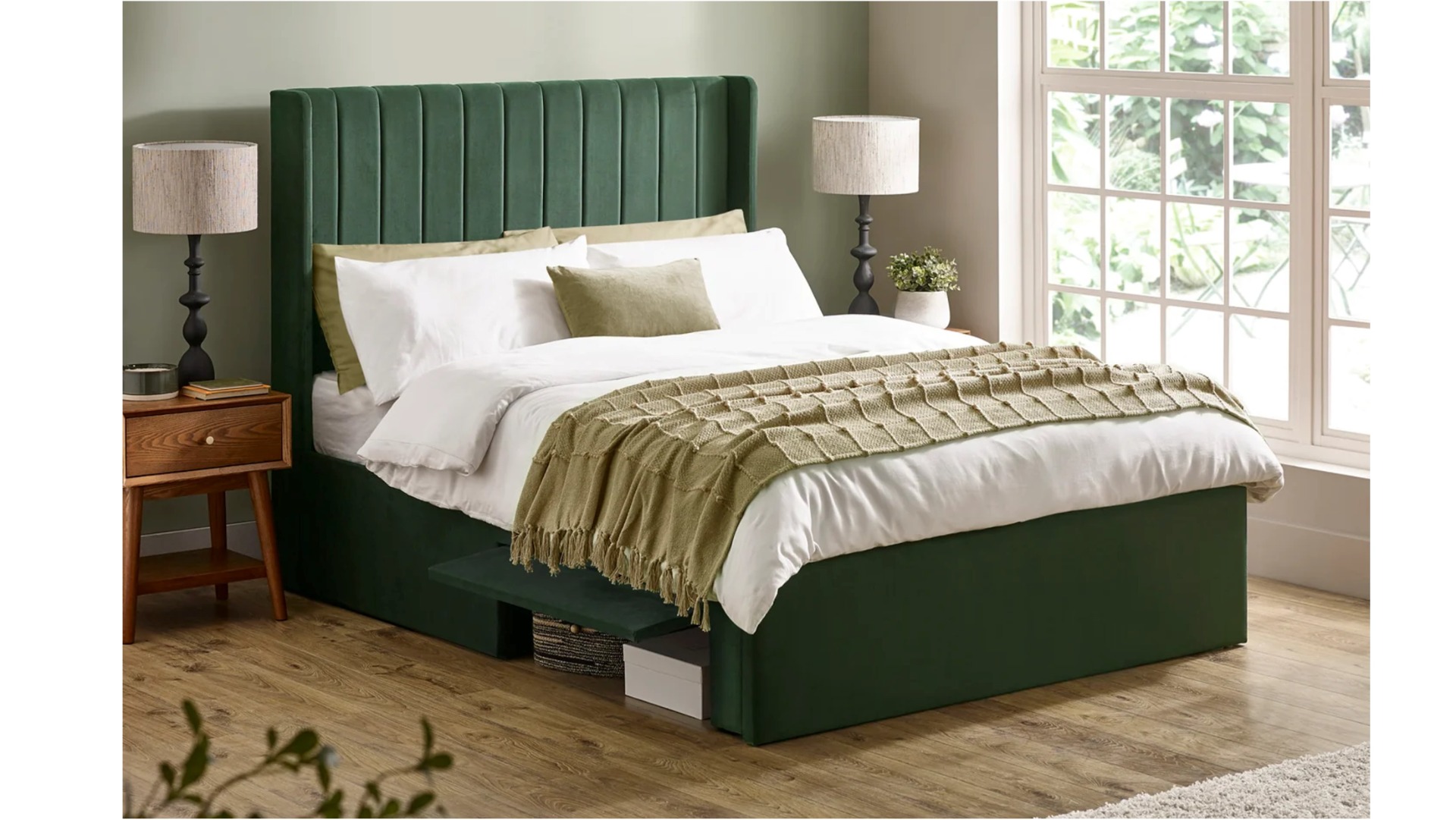 Leigha 4ft6 Bedframe - Green Velvet | Buy Online | Beds.ie