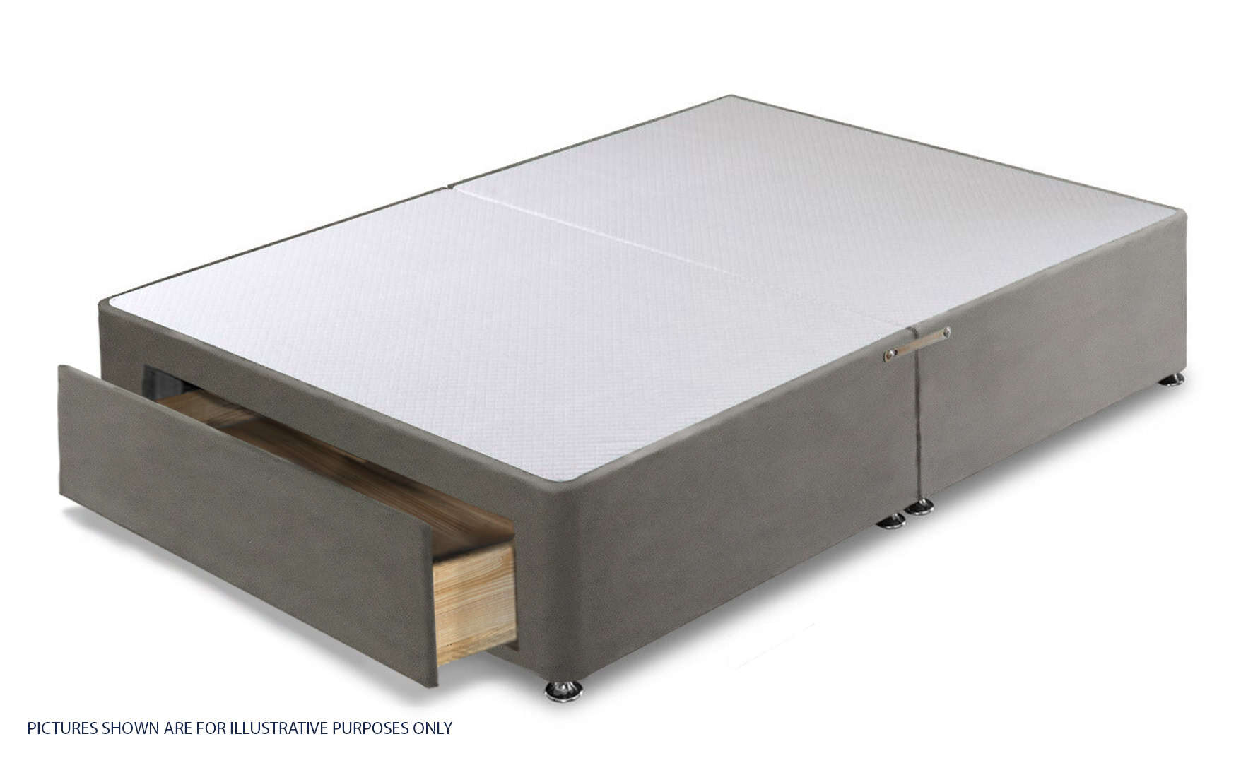 Apollo 4ft Velvet Light Grey 2 Drawer Divan Base | Buy Online | Beds.ie