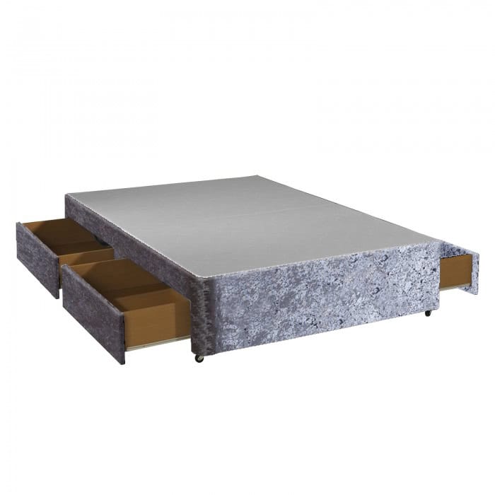 Apollo 4ft Glitz Grey 4 Drawer Divan Base | Buy Online | Beds.ie