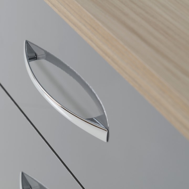 Nevada 5 Drawer Narrow Chest - Grey Gloss & Oak - Image 3