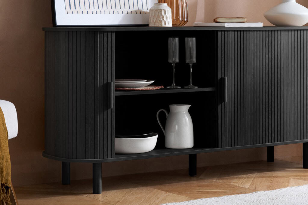 Axel 2 Door Fluted Sideboard - Black - Image 6