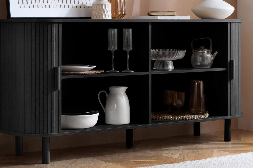 Axel 2 Door Fluted Sideboard - Black - Image 7