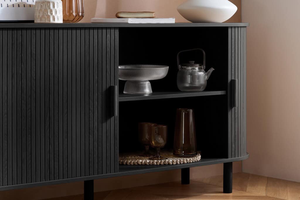 Axel 2 Door Fluted Sideboard - Black - Image 10