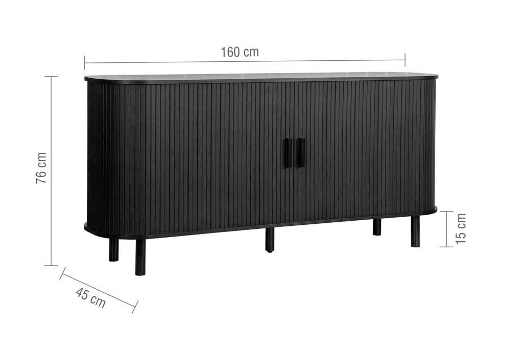 Axel 2 Door Fluted Sideboard - Black - Image 16